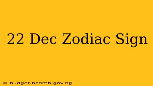 22 Dec Zodiac Sign