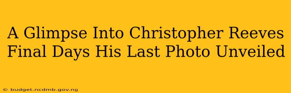 A Glimpse Into Christopher Reeves Final Days His Last Photo Unveiled