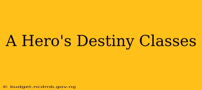 A Hero's Destiny Classes