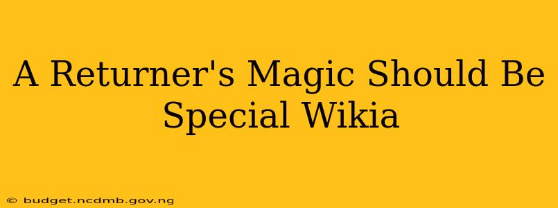 A Returner's Magic Should Be Special Wikia