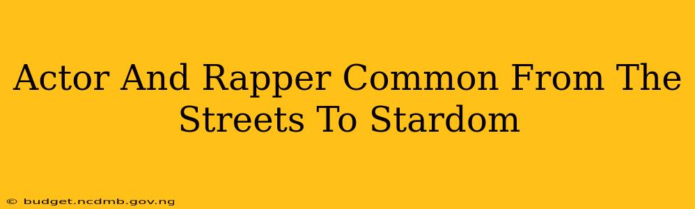 Actor And Rapper Common From The Streets To Stardom