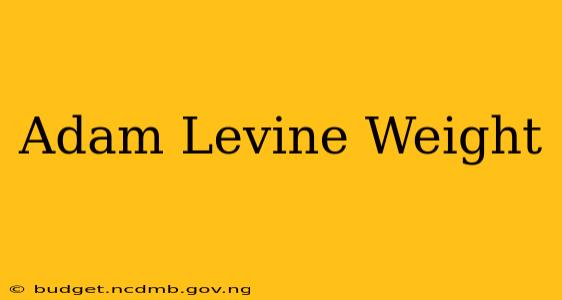 Adam Levine Weight