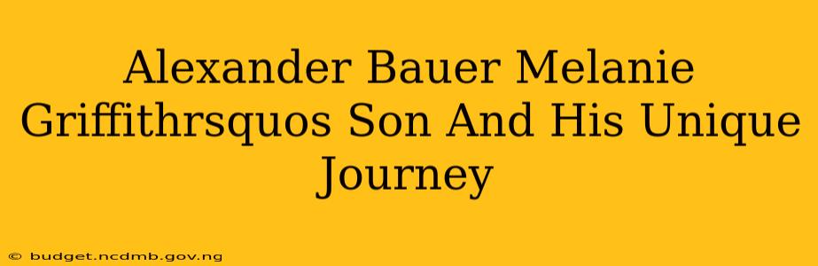 Alexander Bauer Melanie Griffithrsquos Son And His Unique Journey