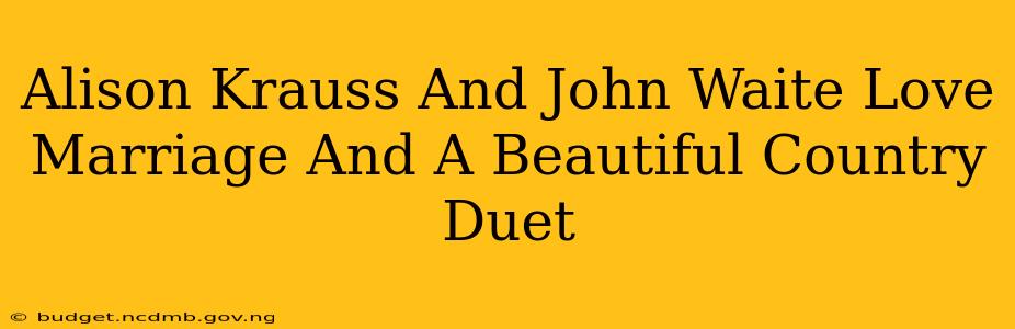 Alison Krauss And John Waite Love Marriage And A Beautiful Country Duet