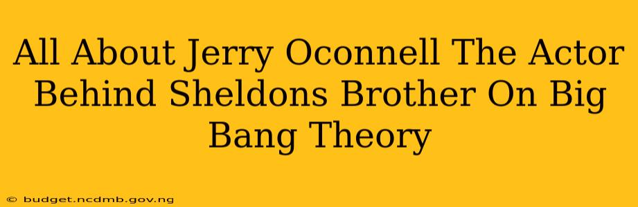 All About Jerry Oconnell The Actor Behind Sheldons Brother On Big Bang Theory