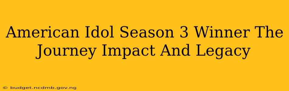 American Idol Season 3 Winner The Journey Impact And Legacy