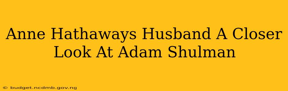 Anne Hathaways Husband A Closer Look At Adam Shulman