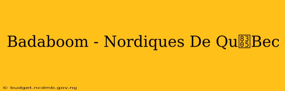 Badaboom - Nordiques De Qu茅Bec