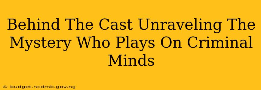 Behind The Cast Unraveling The Mystery Who Plays On Criminal Minds