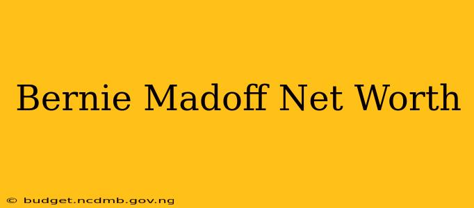 Bernie Madoff Net Worth