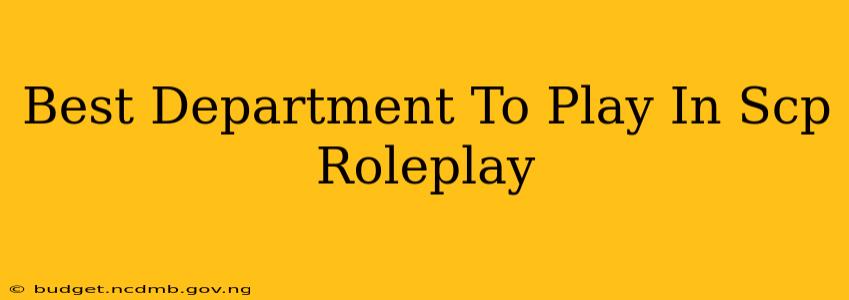 Best Department To Play In Scp Roleplay