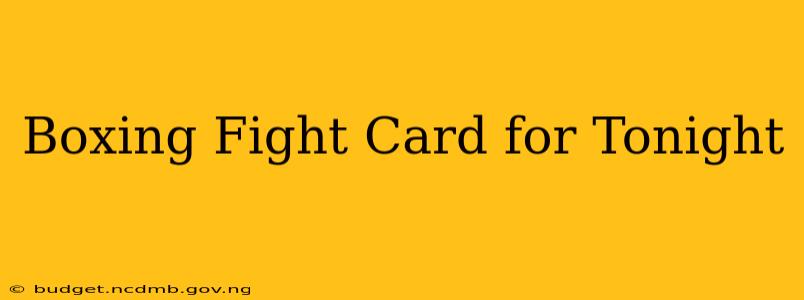 Boxing Fight Card for Tonight