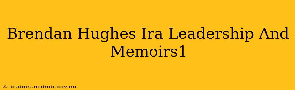 Brendan Hughes Ira Leadership And Memoirs1