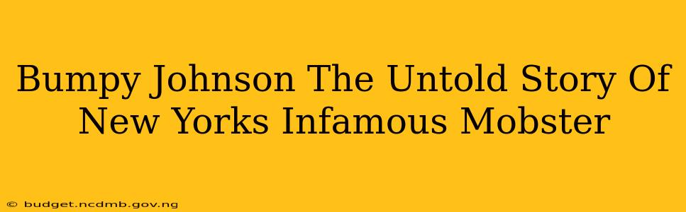 Bumpy Johnson The Untold Story Of New Yorks Infamous Mobster