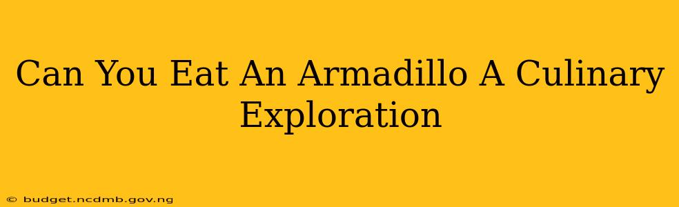 Can You Eat An Armadillo A Culinary Exploration