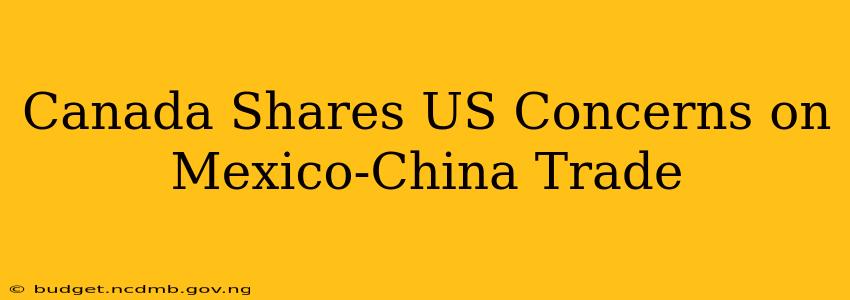 Canada Shares US Concerns on Mexico-China Trade