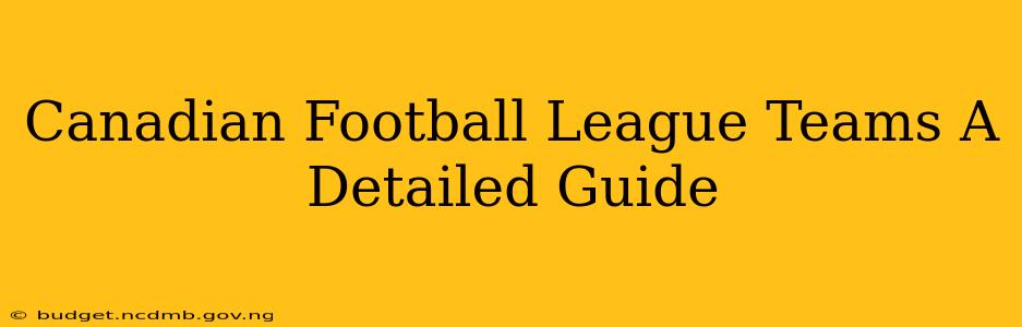 Canadian Football League Teams A Detailed Guide