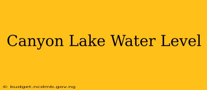Canyon Lake Water Level