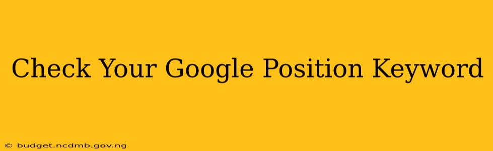 Check Your Google Position Keyword