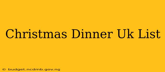 Christmas Dinner Uk List