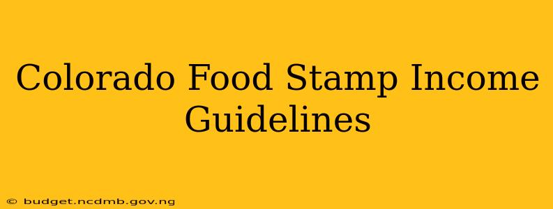 Colorado Food Stamp Income Guidelines