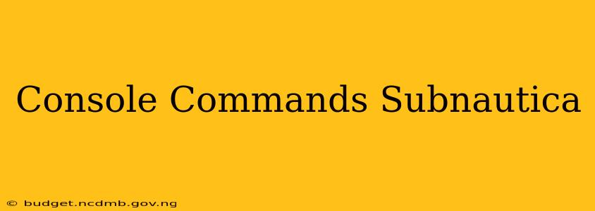 Console Commands Subnautica