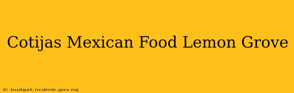Cotijas Mexican Food Lemon Grove