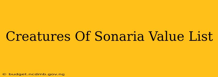 Creatures Of Sonaria Value List