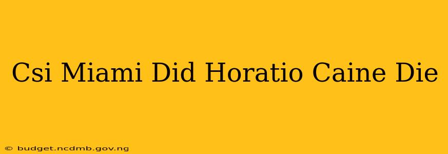 Csi Miami Did Horatio Caine Die