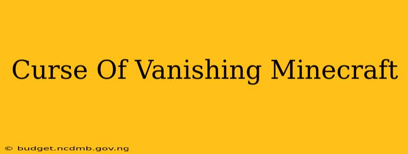 Curse Of Vanishing Minecraft