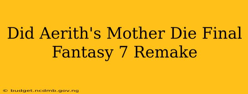 Did Aerith's Mother Die Final Fantasy 7 Remake