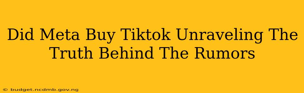 Did Meta Buy Tiktok Unraveling The Truth Behind The Rumors