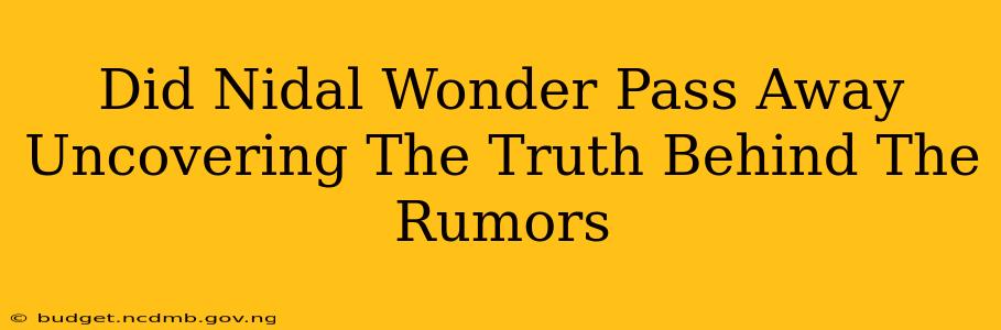 Did Nidal Wonder Pass Away Uncovering The Truth Behind The Rumors
