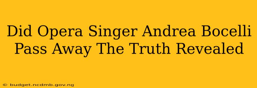 Did Opera Singer Andrea Bocelli Pass Away The Truth Revealed