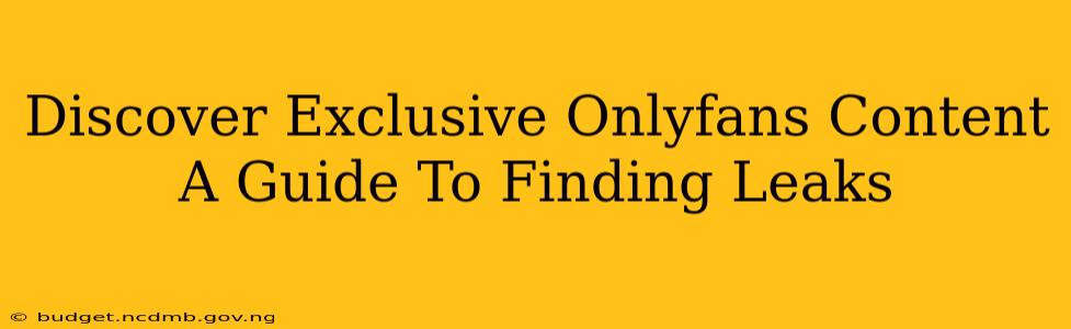 Discover Exclusive Onlyfans Content A Guide To Finding Leaks