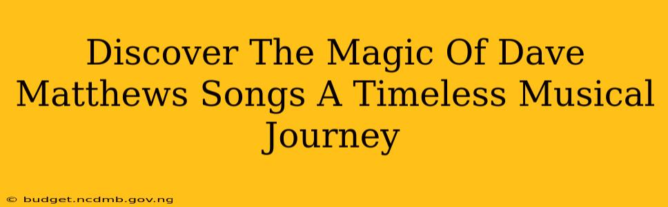 Discover The Magic Of Dave Matthews Songs A Timeless Musical Journey