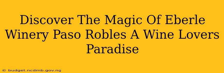 Discover The Magic Of Eberle Winery Paso Robles A Wine Lovers Paradise