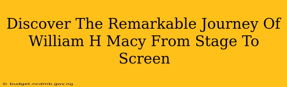 Discover The Remarkable Journey Of William H Macy From Stage To Screen