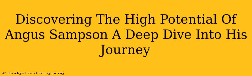Discovering The High Potential Of Angus Sampson A Deep Dive Into His Journey