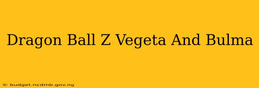 Dragon Ball Z Vegeta And Bulma