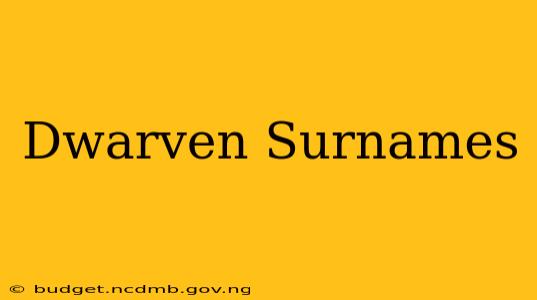 Dwarven Surnames