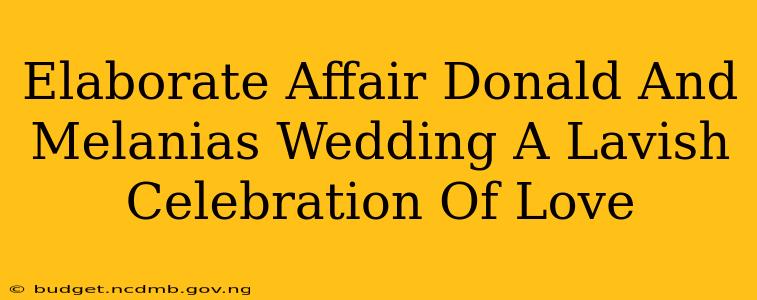 Elaborate Affair Donald And Melanias Wedding A Lavish Celebration Of Love