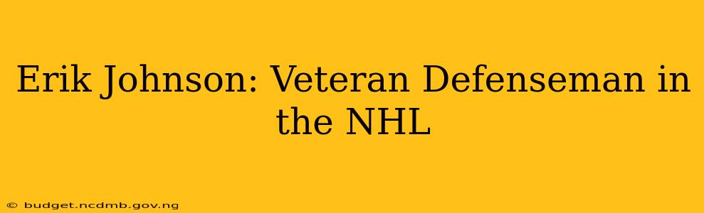 Erik Johnson: Veteran Defenseman in the NHL