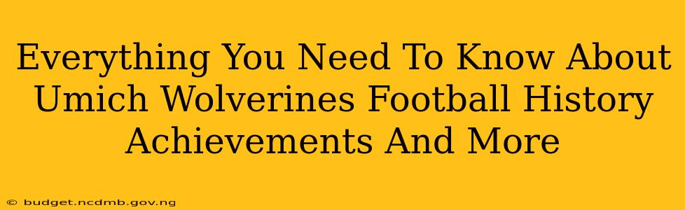 Everything You Need To Know About Umich Wolverines Football History Achievements And More
