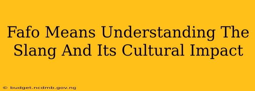 Fafo Means Understanding The Slang And Its Cultural Impact