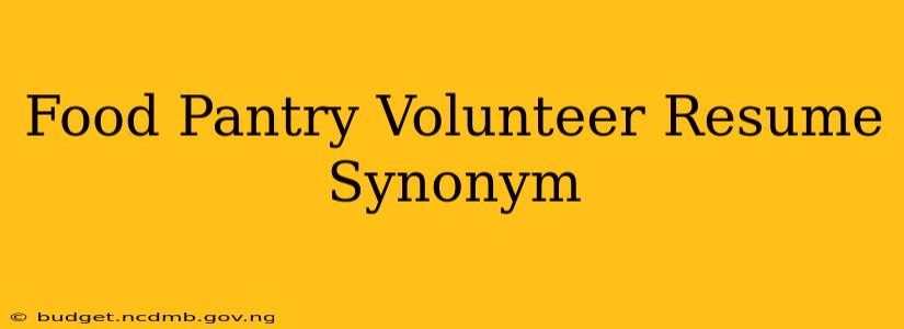Food Pantry Volunteer Resume Synonym