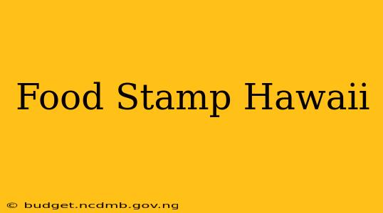 Food Stamp Hawaii