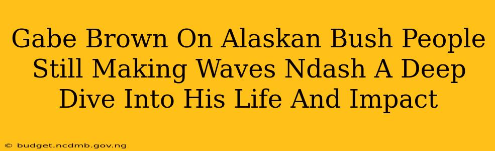Gabe Brown On Alaskan Bush People Still Making Waves Ndash A Deep Dive Into His Life And Impact