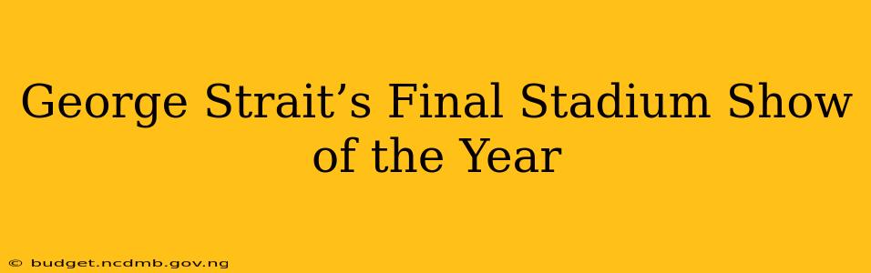 George Strait’s Final Stadium Show of the Year