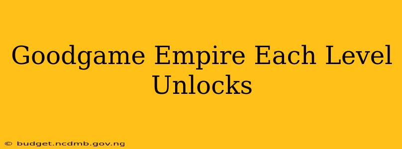 Goodgame Empire Each Level Unlocks